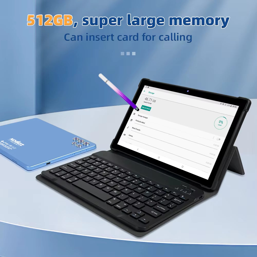 2025 10-Inch Android 14 Tablet with Keyboard, 12GB RAM, 512GB Storage, 7000mAh Battery, 5G Wi-Fi, Bluetooth, HD IPS Display