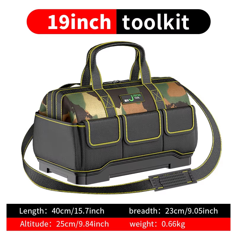 Large Soft-Sided Tool Bag with Reinforced Bottom - Spacious Multi-Pocket Design for Organizing Wrenches, Screwdrivers & Tools