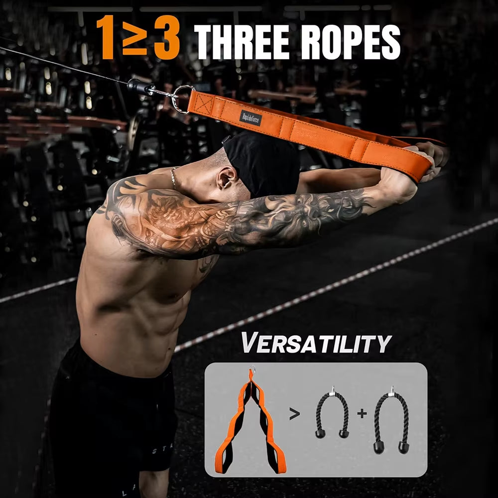 6-Ring Triceps Rope Connecting Handle - Heavy-Duty Training Rope, Adjustable Length Suitable for Push Ups and Sit Ups