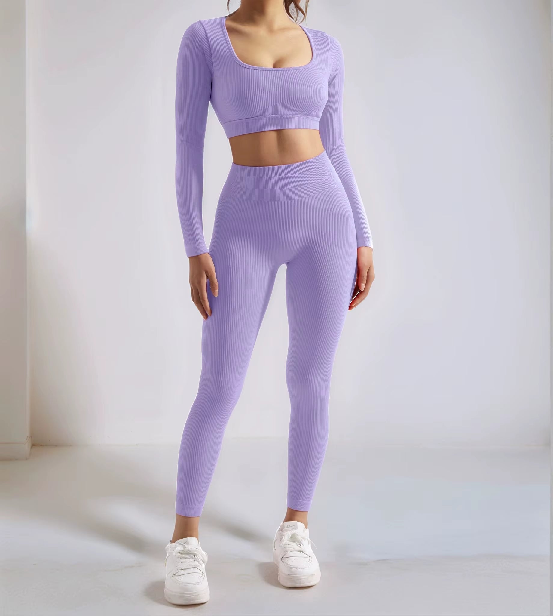 2PCS Yoga Suit Women Sports Set Quick-Drying Gym Set Tracksuit Running Workout Long Sleeve Sports Shirt Yoga Set Yoga Clothing