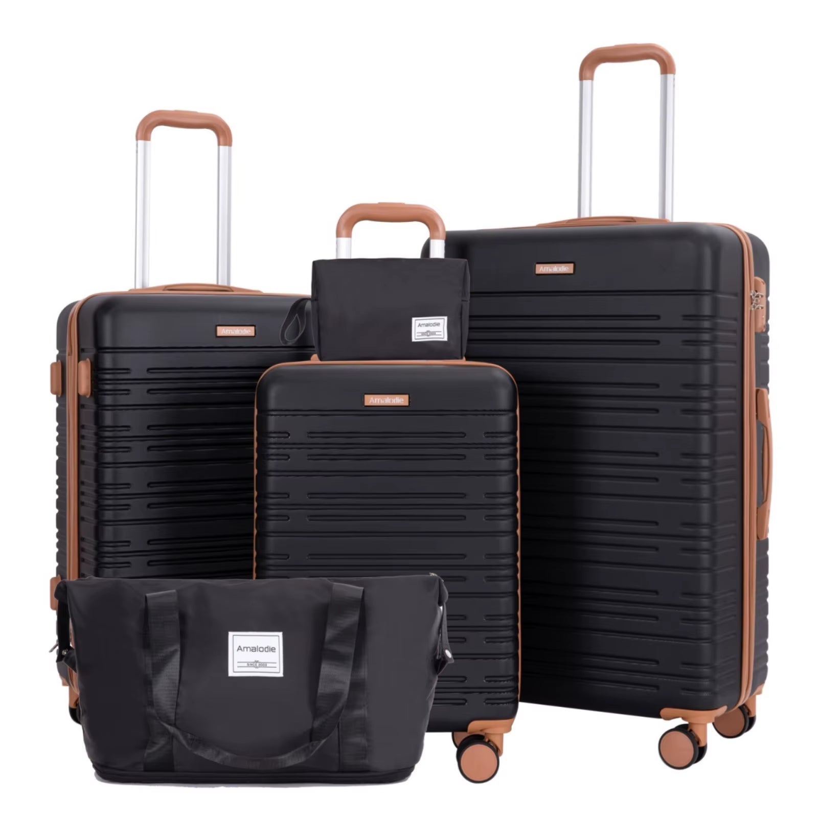 Luggage Sets 5 Pieces,Hardshell Suitcase Set with Double Spinner Wheel,Travel Case with TSA Lock and Weekend Duffle Bag