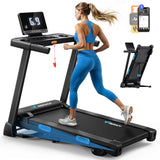 Foldable Treadmill T12 Incline Quiet Treadmills Double Deck Technology 4 Silicone Shock Cushion Heart Rate Monitoring