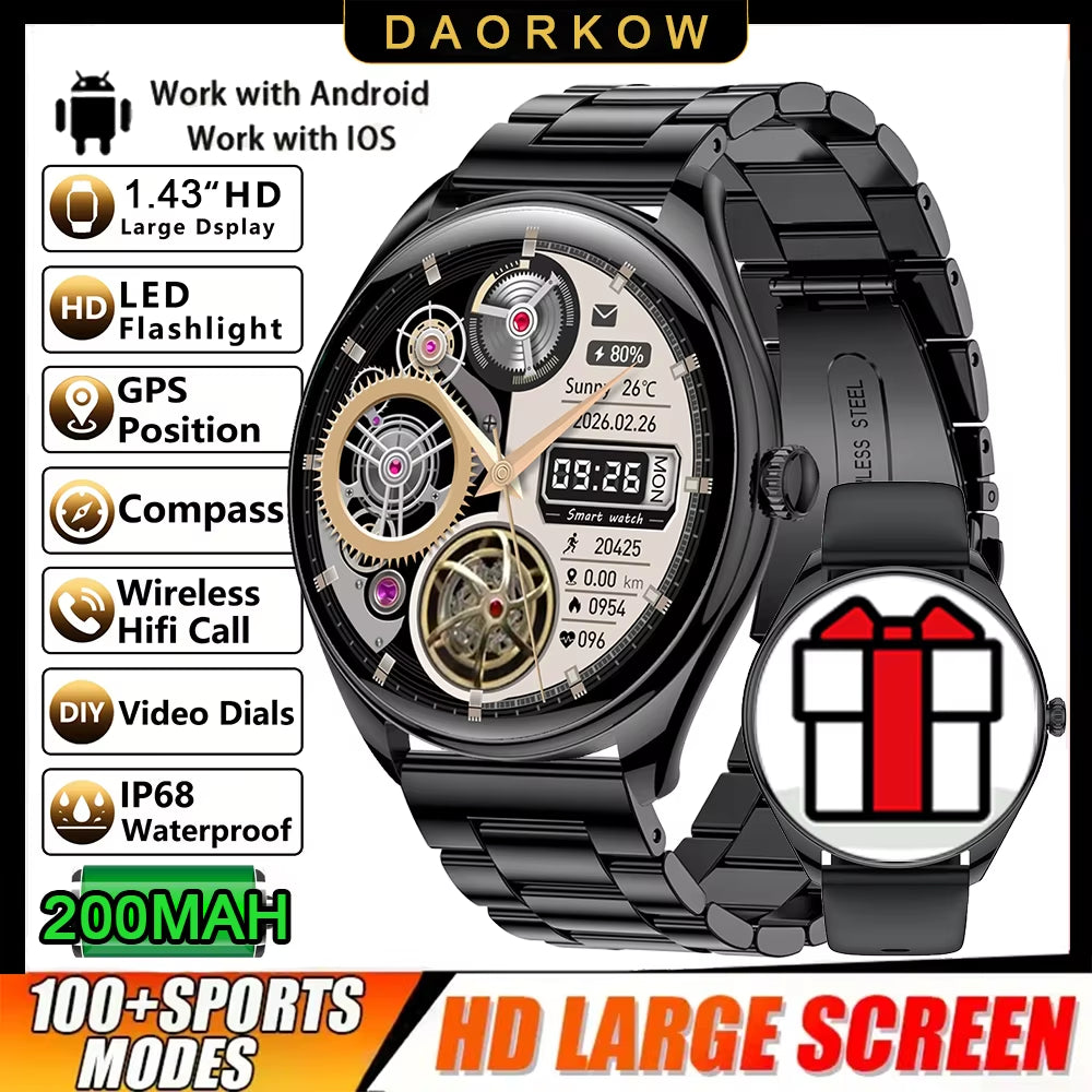 2025 New 1.43-Inch AMOLED 466*466 Screen Men and Women Bluetooth Call Sports Fitness Ultra-Thin Waterproof Smart Watch