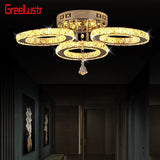 Modern Ceiling Lamp Pendant Light Crystal Led Chandelier Fixture Rings Stainless Steel Plafonnier Kids Bedroom Home Decor Indoor