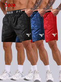 Men'S Bull Print Sports Shorts 3-Piece Set