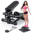 Portable Mini Stepper with Resistance Bands for Home Exercise Adjustable Height Fitness Machine 330LBS Capacity Black and Gray
