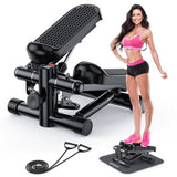 Portable Mini Stepper with Resistance Bands for Home Exercise Adjustable Height Fitness Machine 330LBS Capacity Black and Gray