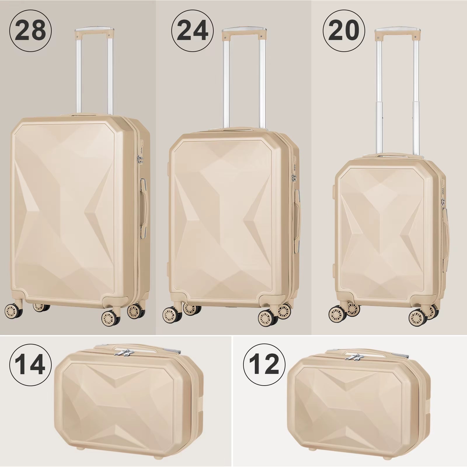 Luggage Set 5Pieces Hard Shell Suitcase Set Family Travel Luggage Suit Business Travel Boarding Luggage with TSA Lock
