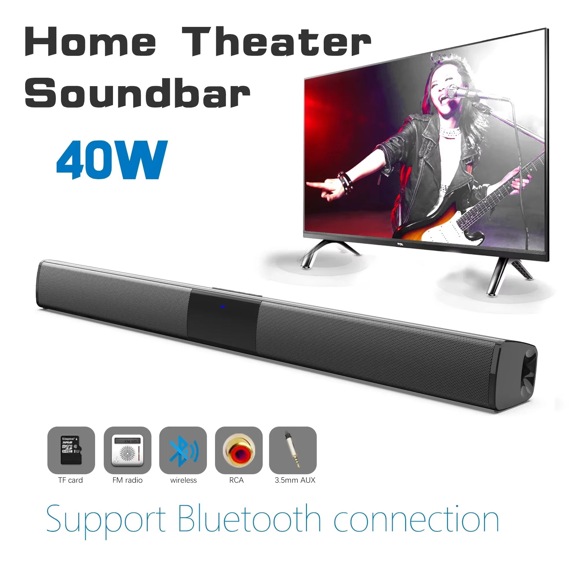 Bluetooth Speaker Column High Power Portable Speaker TV Soundbar for Computer Music Center Boom Box with TF AUX USB Radio
