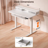 40" x 24" Electric Height Adjustable Standing Desk with 4 Storage Drawers, Customized Sit-Stand Computer Desk