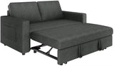W/Pull-Out Trundle Bed Sleeper Sofa Convertible Couch for Limited Spaces Living Room Bedroom Guest Room Dark Gray 55.5 In