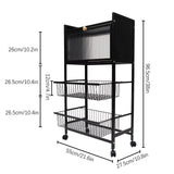 4-Storey Kitchen Storage Rack 55X27.5X96.5Cm with Brake Casters Black/White - Organization Solution for Your Kitchen