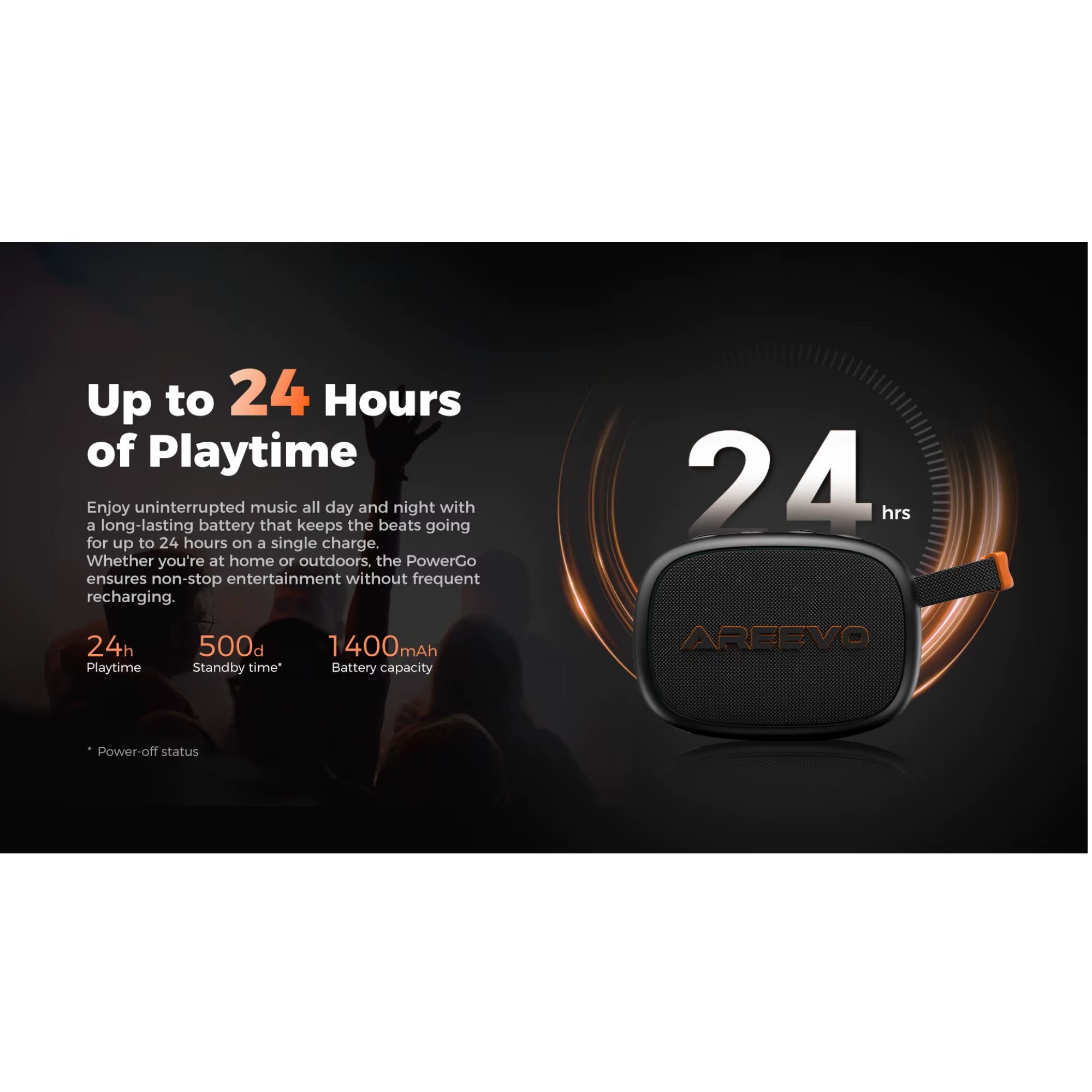 Powergo Wireless Speaker, IP67 Waterproof, Sound with Punchy Bass Bluetooth 5.3 24H Playtime Dual-Speaker Portable Stereo