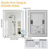 50/60/100/120CM LED Bathroom Mirror with Bluetooth Speaker 3 Colors Dimmable Tempered Glass Waterproof Backlight Vanity Mirror