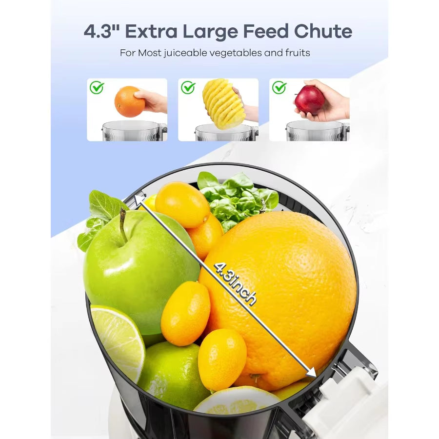 Juicer Machines Cold Press Juicer with Large Feed Chute for Whole Fruits and Vegetables Slow Masticating Juicers with 3 Replace