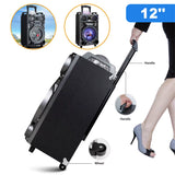 12" Portable Bluetooth Speaker Loud Subwoofer Heavy Bass Party FM DJ LED AUX USB TF Wiith Microphone and Remote