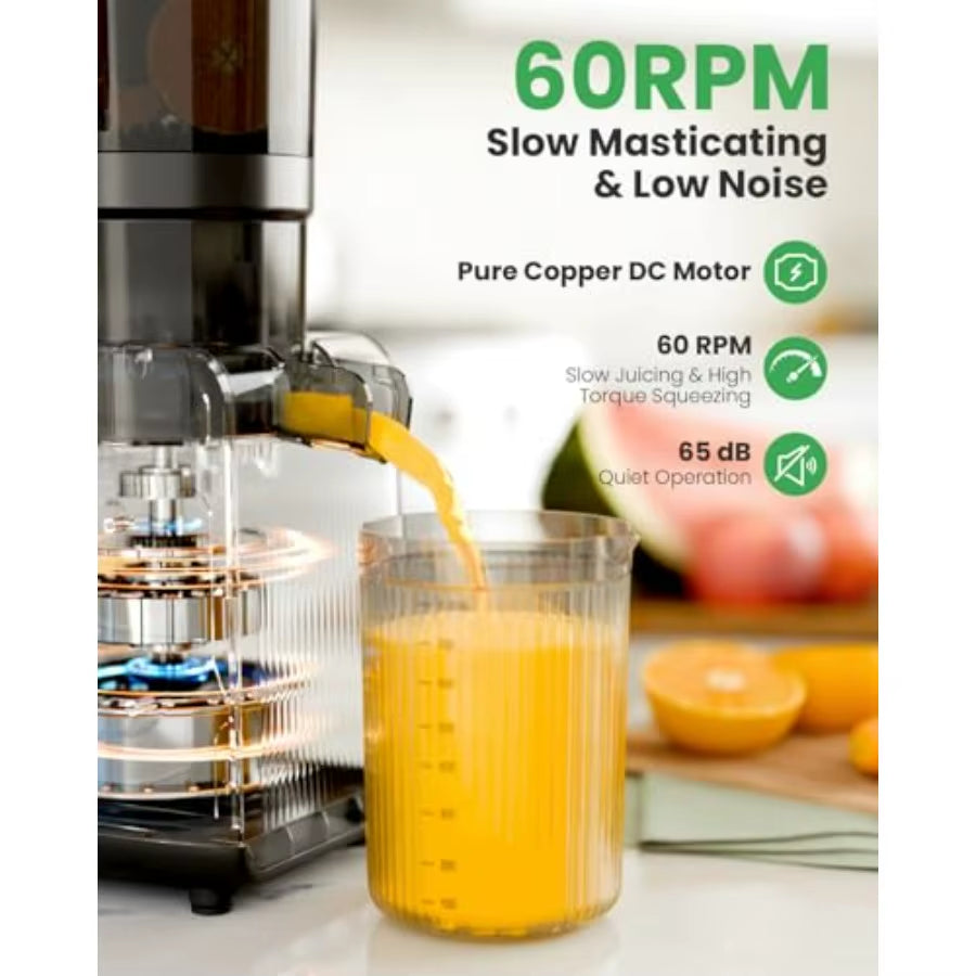 Kismile Cold Press Juicer Machine with 5 Modes ABS Housing HD Display 4.5 Wide Feed Chute Slow Juicer for Fruits Vegetables Qui