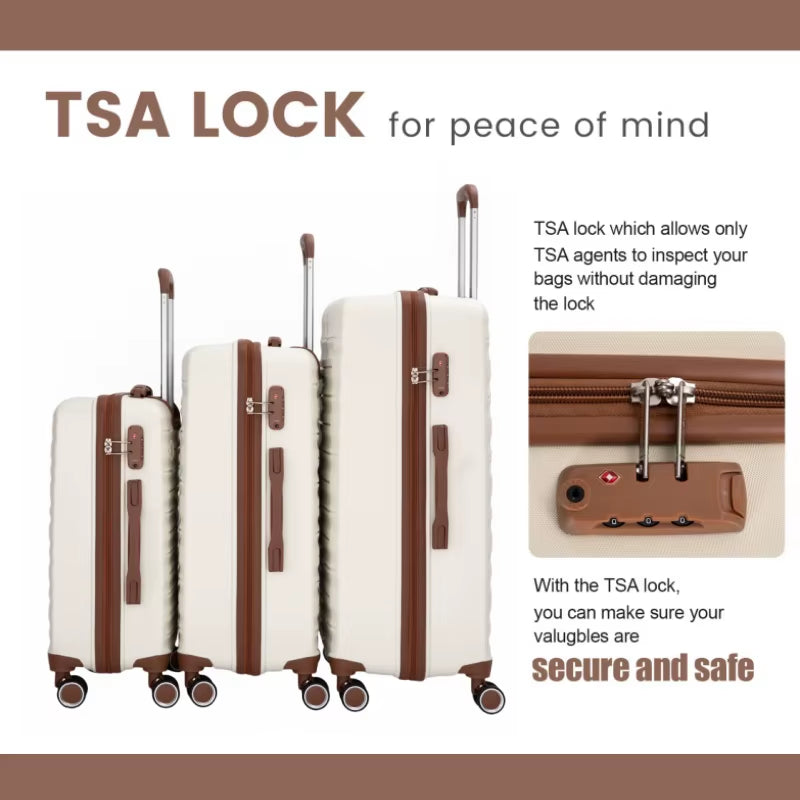 Luggage Sets 5 Piece,Suitcases with Double Spinner Wheels and TSA Lock,Hardcase 3 Set Luggage with Travel Duffle Bag