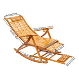 Rocking Chair, Foldable Bamboo Sun Lounger Chair, Lounge Chair with Adjustable Armrest and Footrest for Balcony Camping Garden