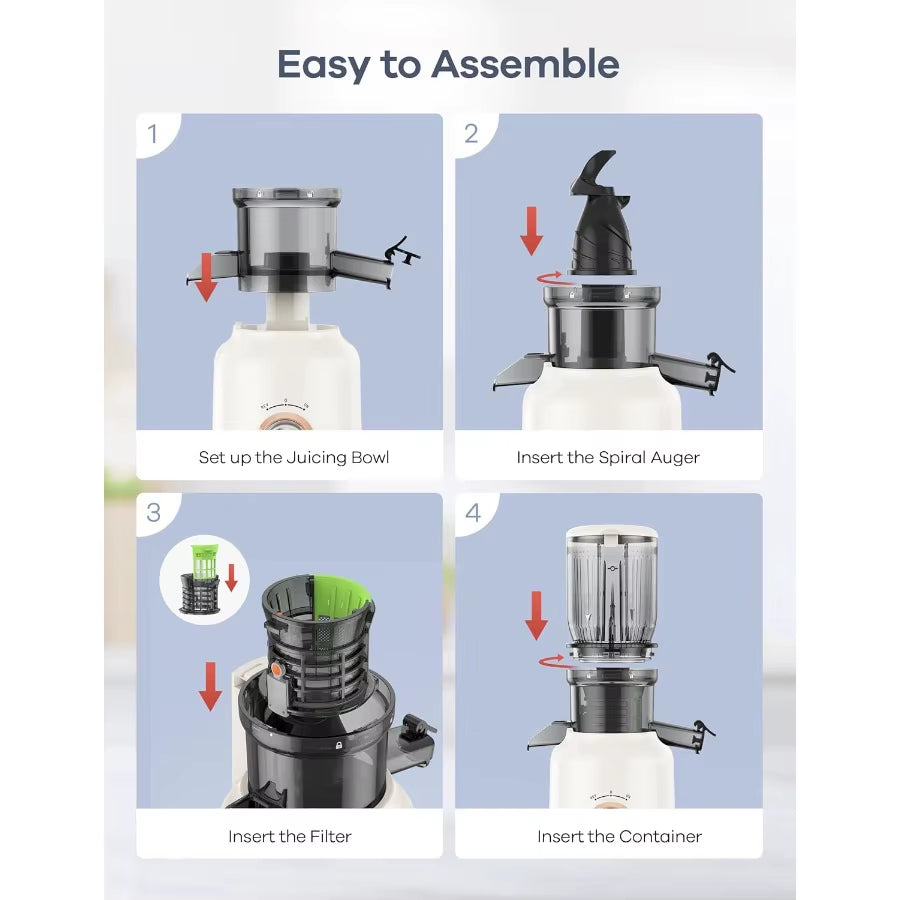 Juicer Machines Cold Press Juicer with Large Feed Chute for Whole Fruits and Vegetables Slow Masticating Juicers with 3 Replace