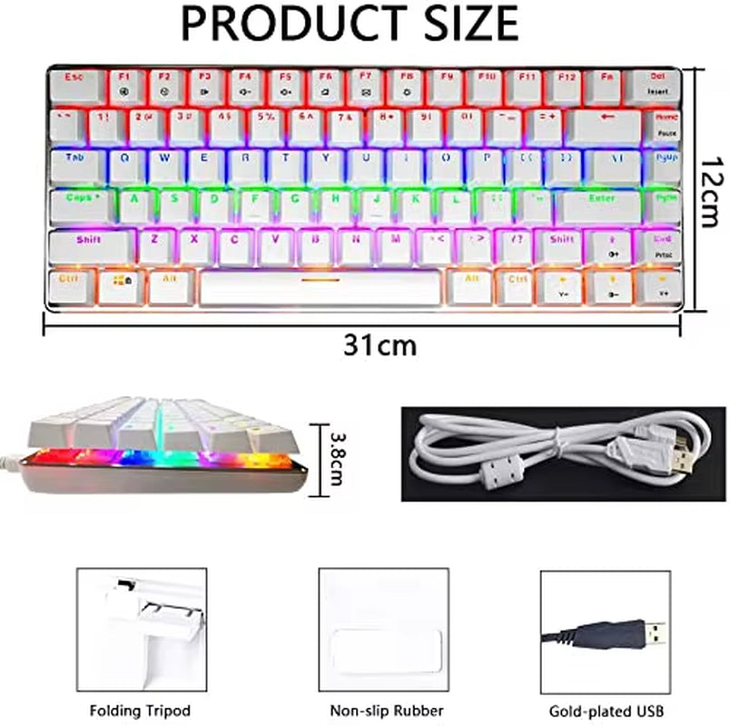 80% Mechanical Gaming Keyboard and Mouse Mousepad &Rainbow Backlit 12000 DPI Lightweight Gaming Mouse with Honeycomb Shell Set