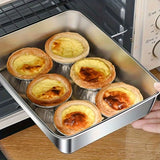 3 Sets of Bread Pans Stainless Steel Cake Salad Marinated Meat Chicken Fish Food Prep Tray Tart Baking Pan Baking Oven