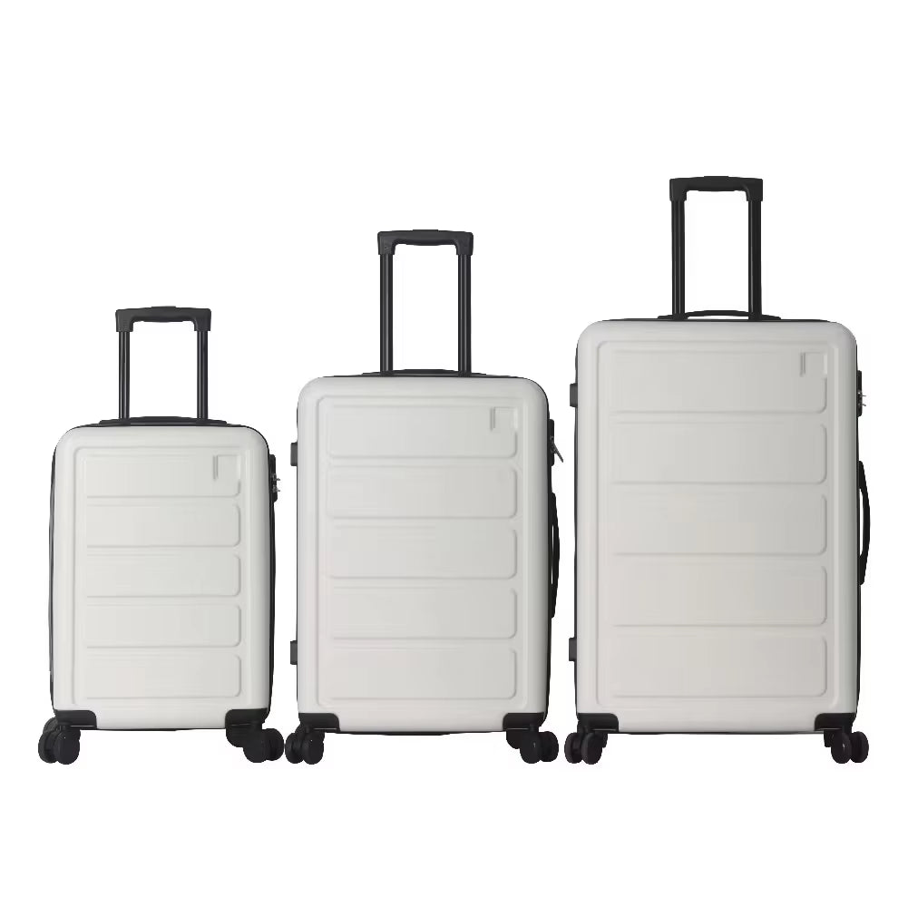3Pc ABS Hardshell Lightweight Luggage Set Durable Spinner Wheel Suitcases 20 24 28 Inch White Complete Travel Set