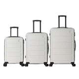 3Pc ABS Hardshell Lightweight Luggage Set Durable Spinner Wheel Suitcases 20 24 28 Inch White Complete Travel Set