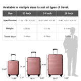 3Pc PP Hardshell Luggage Set TSA Lock Lightweight Durable Spinner Wheels Suitcases 20 24 28 Inch Pink Travel Set