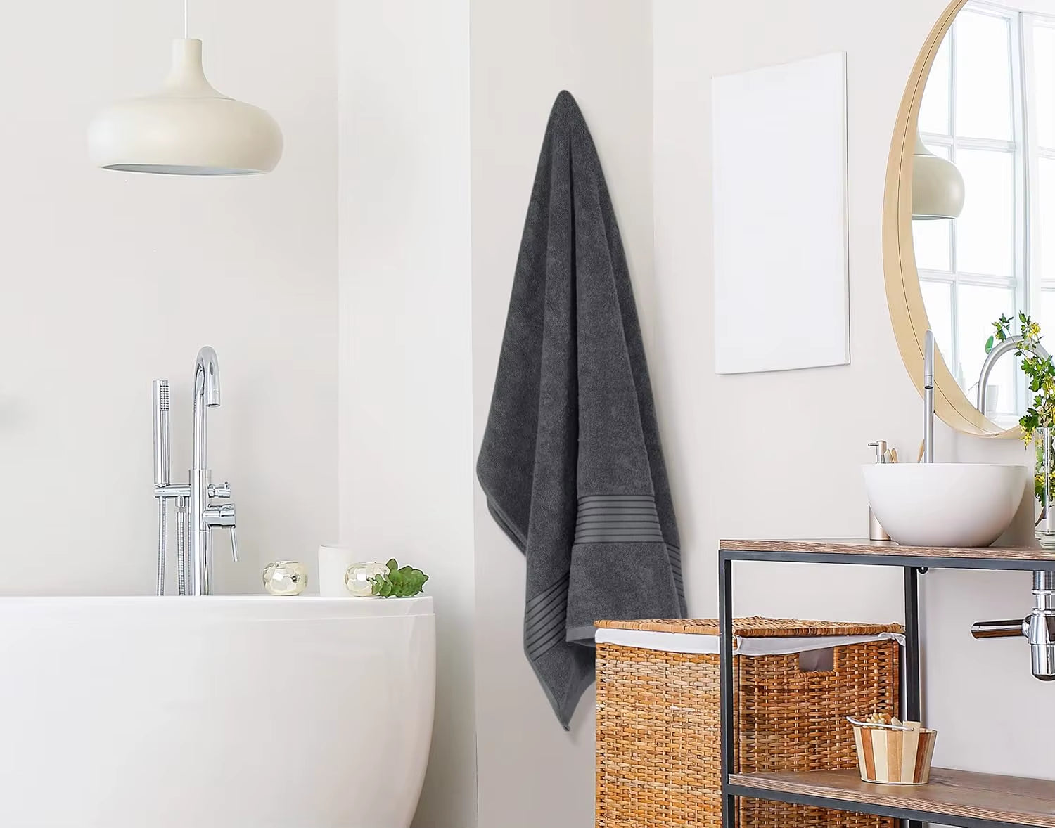 Extra Large Bath Sheets 2 Pack, 35X70 Inches, 100% Cotton Highly Absorbent Quick Dry Towels for Adults, Super Soft Grey