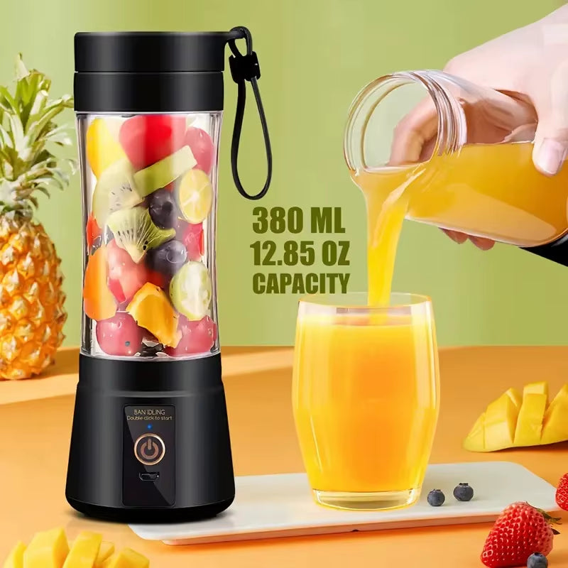 1 Wireless Portable Electric Juicer (400Ml), Juicing Cup, Vibrating Screen, TYPE-C Charging Mini Juicer (6-Piece Double Cup), Mu