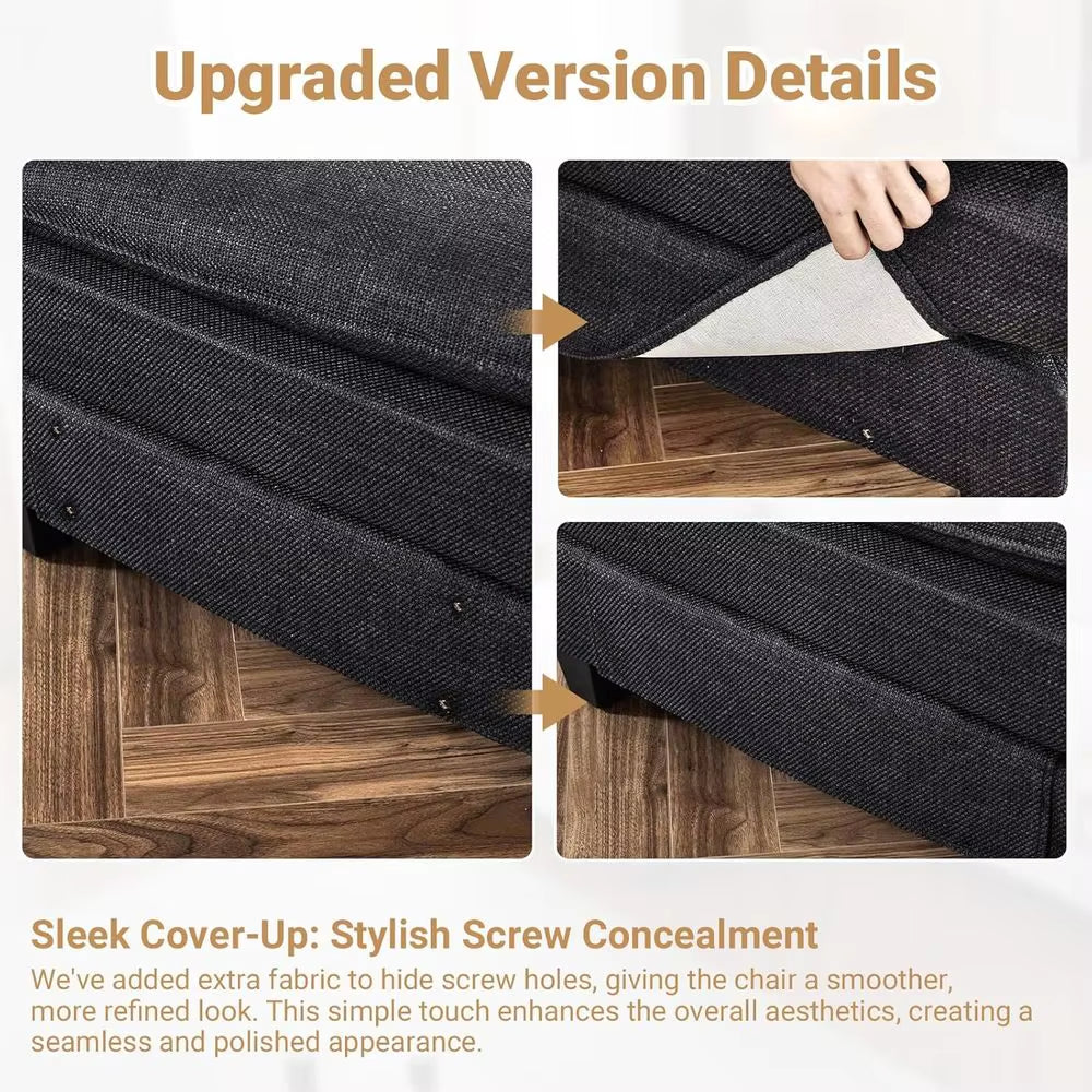 121" Cloud Couch, Comfy Modular Sectional Sofa Set for Living Room,Modern Linen 3-Seat Convertible Loveseat Sofa with 1 Ottoman