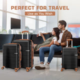 3Pcs Luggage Lightweight Hardshell Luggage Set with TSA Lock 20"+24"+28" ABS+PC Spinner Suitcases Travel Case Silent 360° Wheels