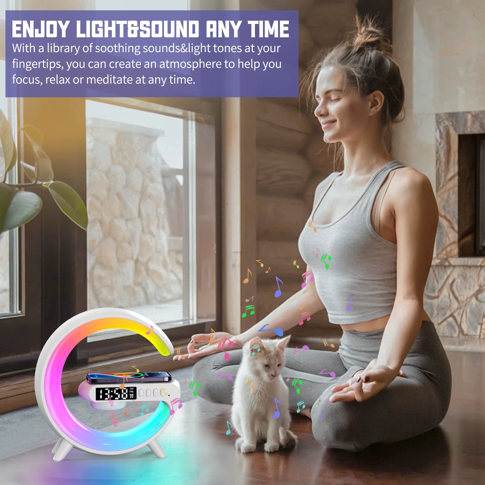 Multifunction Wireless Charger Pad Stand Speaker TF RGB Night Light 15W Fast Charging Station for Iphone Samsung Xiaomi Huawei