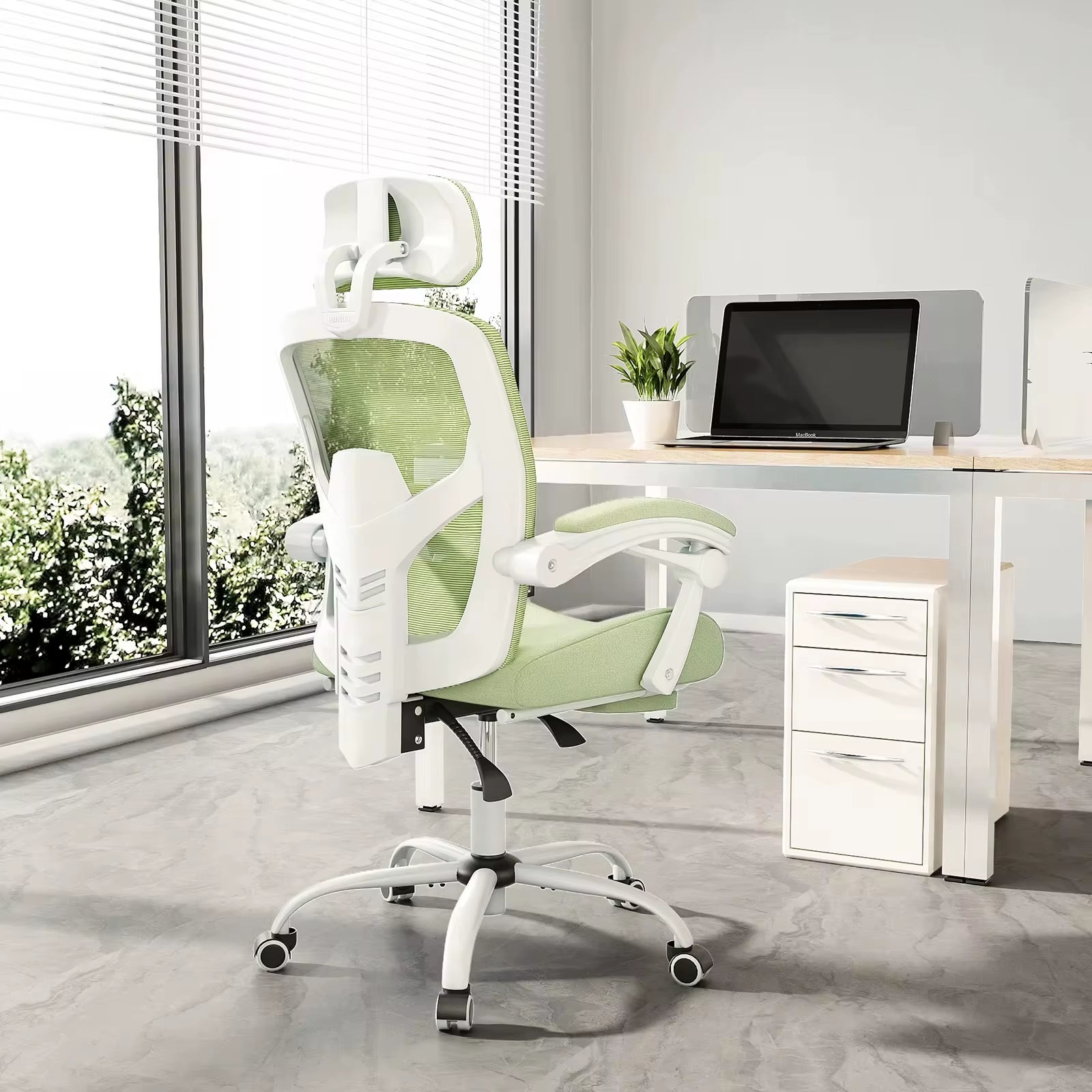Ergonomic High-Back Mesh Rocking Gaming Chair with Lumbar Support and Swivel Function for Home Office