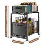 Pull-Out under Sink Storage Rack – 2-Tier Sliding Basket Organizer for Kitchen, Bathroom, Pantry & Household Storage.
