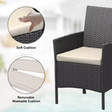 3-Piece Wicker Patio Sofa Set, All-Weather Rattan Conversation Set with Cushions & Glass Coffee Table for Garden, Porch, Lawn