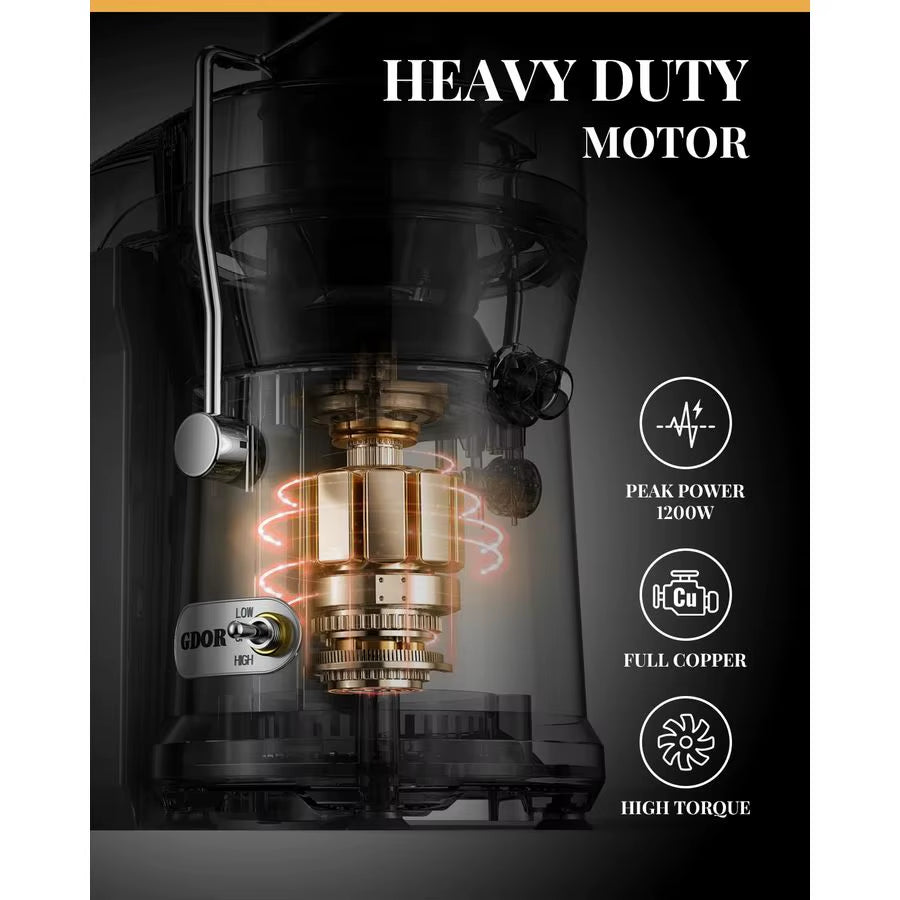 Powerful 1200W Juicer Machine, 3.2 Wide Chute, Titaniumenhanced Blade, Heavyduty Copper Motor, Dual Speed Centrifugal Juice Extr