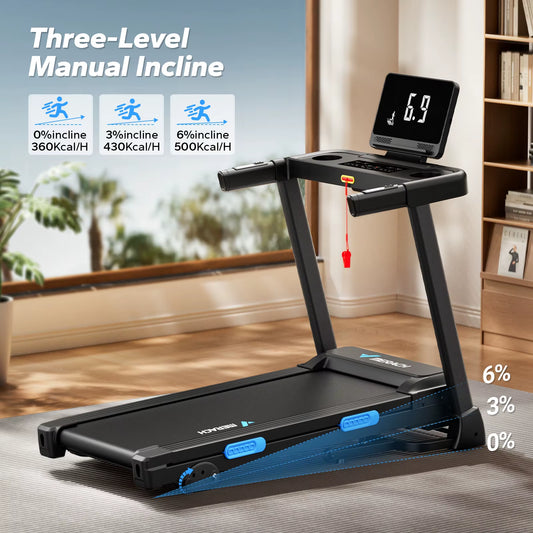 Foldable Treadmill T12 Incline Quiet Treadmills Double Deck Technology 4 Silicone Shock Cushion Heart Rate Monitoring