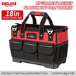 Delixi Professional Electric Tool Storage Bag with Wide Mouth Opening and Durable ABS Hard Molded Base, Ideal for Electricians, Plumbers, and Homeowners