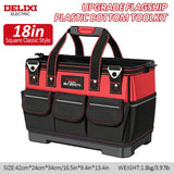Delixi Professional Electric Tool Storage Bag with Wide Mouth Opening and Durable ABS Hard Molded Base, Ideal for Electricians, Plumbers, and Homeowners