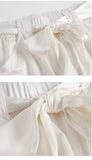 Birdsky, 1PC Women trousers bloomers pants pant bow belt high waist 19MM 95% real mulberry silk 5% spandex 3 colors, S-930