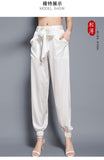 Birdsky, 1PC Women trousers bloomers pants pant bow belt high waist 19MM 95% real mulberry silk 5% spandex 3 colors, S-930