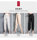 Birdsky, 1PC Women trousers bloomers pants pant bow belt high waist 19MM 95% real mulberry silk 5% spandex 3 colors, S-930