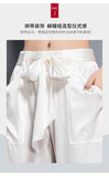 Birdsky, 1PC Women trousers bloomers pants pant bow belt high waist 19MM 95% real mulberry silk 5% spandex 3 colors, S-930