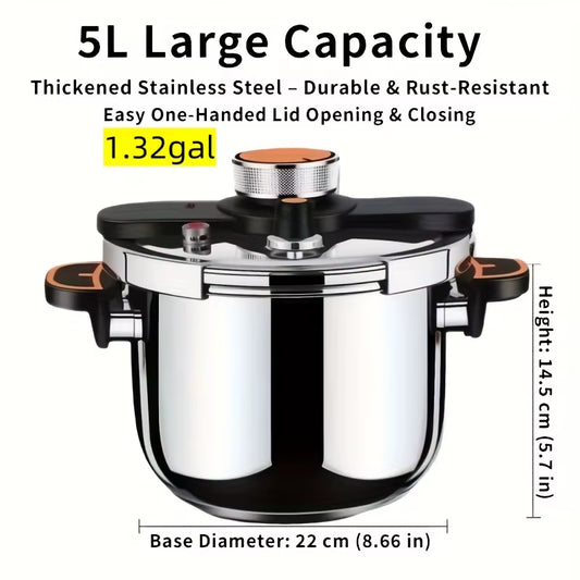 Stainless Steel Pressure Cooker and Daily Stew Pot Available in 1.32Gal 1.59Gal and 2.11Gal Sizes-Features a One-Twist Lock Lid