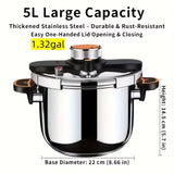 Stainless Steel Pressure Cooker and Daily Stew Pot Available in 1.32Gal 1.59Gal and 2.11Gal Sizes-Features a One-Twist Lock Lid