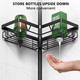 4-Tier Stainless Steel Adjustable Shower Caddy Tension Pole for Bathroom Organization, Rustproof Black