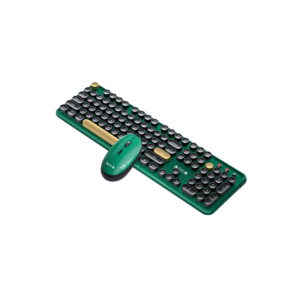 AC306 Wireless Keyboard and Mouse Combo Retro round Key Cap Full-Size 104-Key Laptop for Office Entertainment