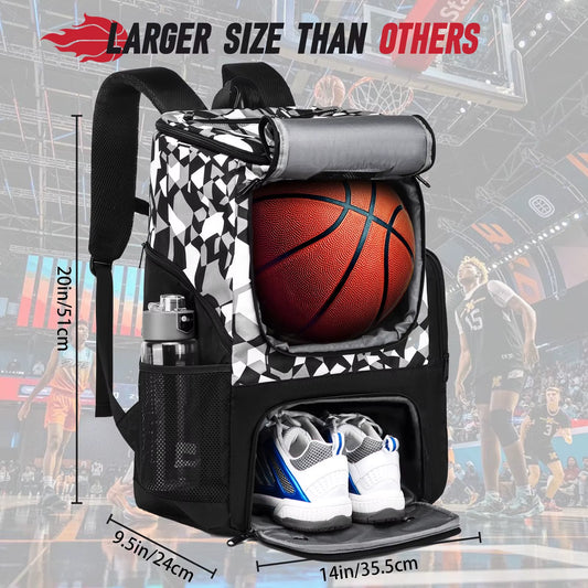 Sports Training Equipment Basketball Backpack with Separate Ball Holder & Shoes Compartment Gym Backpack for Basketball Soccer